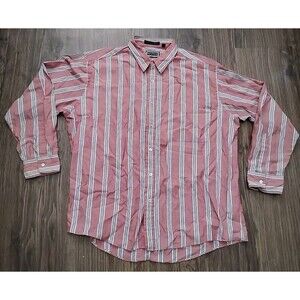 Excursions  Shirt Womens Size Xl Red White Striped Long Sleeve Button Down